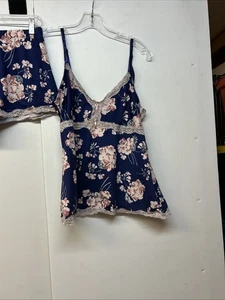 Jessica Simpson Floral Tank Shorts Spitze Pyjama PJ SET Gr. L - Bild 1 von 5