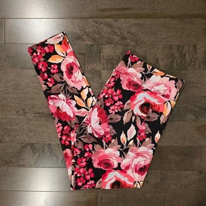 TL rosa Blumen Floral Stretch weich bequem Capri Leggings mit Taschen TC Tall Curvy - Bild 1 von 7