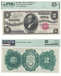 1891 $2 Silver Certificate Fr-245 PMG VF-25 EPQ - Picture 1 of 1