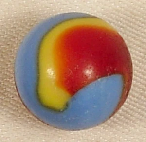 AKRO AGATE SUPERMAN CORKSCREW MARBLE RED YELLOW BLUE 3/4" VG-NM - Picture 1 of 4