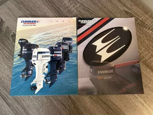(2) EVINRUDE OUTBOARDS 1995 1996 BOAT ENGINE DEALER SALES BROCHURE LOT - Bild 1 von 2