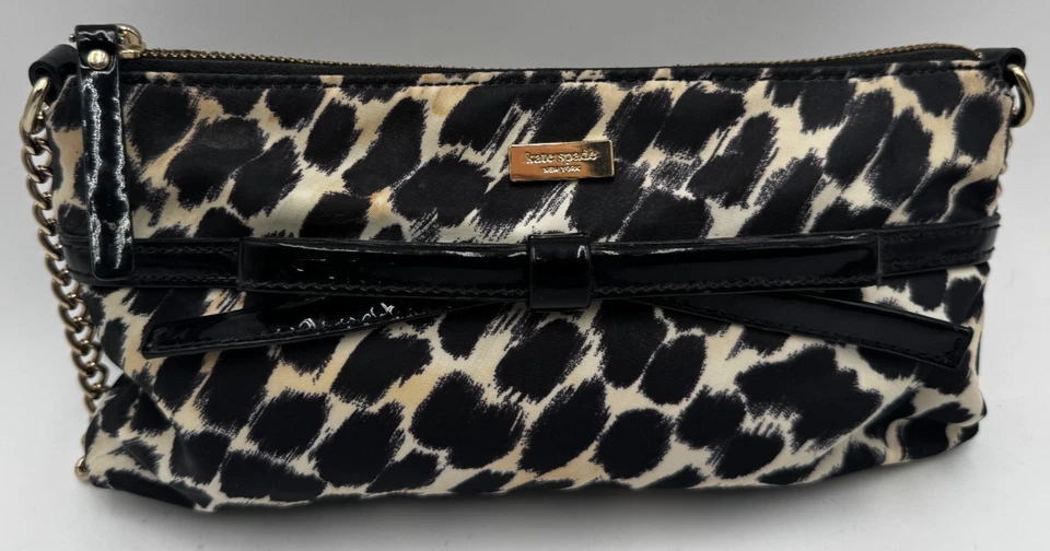 Bolso sin asas Kate Spade New York para mujer beige negro estampado de leopardo Foto 1 de 4
