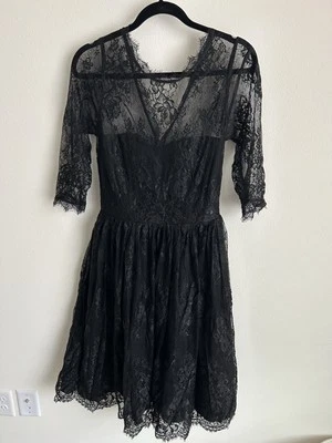 La Femme En Noir Mourning Dress Michelle Pitt In Black Lace M - Image 1 of 4