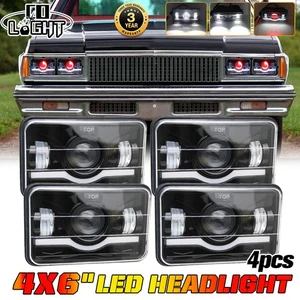 4PCS 4x6" LED Headlights Hi/Lo Red Turn Single For 1977-1986 Chevrolet Caprice - Picture 1 of 10