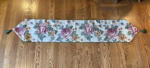 Vintage Tapestry Floral Table Runner Tassels Cottagecore 80s/90s - Picture 1 of 16