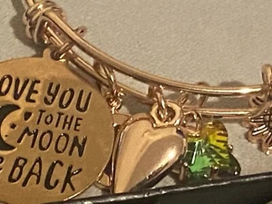 Women Girls I Love you to the Moon and Back Charm Bracelet Adjustable Cuff - Picture 1 of 11