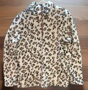 Superweicher Damenpullover weiß Leopardenmuster Langarm 1/4-Reißverschluss Gepard Small - Bild 1 von 12