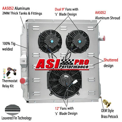 4 Row Radiator Shroud Fan Relay Fit 02-04 Hummer H1 92-01 AM General Hummer 6.5L Foto 1 de 4