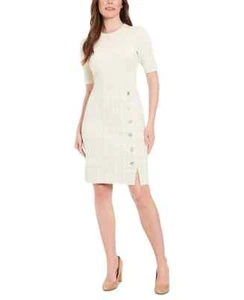 London Times Women's Short-Sleeve Knit Sheath Dress, Ivory-gold, M - Picture 1 of 3
