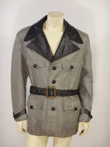 Vintage 1970s Two Tone Disco Belted Cabretta Leather Jacket Size 44 - Picture 1 of 16