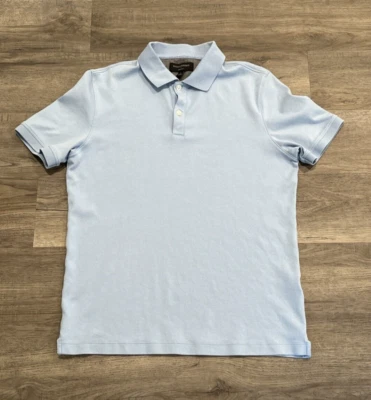 Banana Republic Dress Polo Mens Medium Light Blue Stretch Short Sleeve - Image 1 of 4
