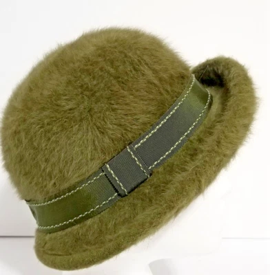 Vintage Kangol England Green Fedora Hat UNISEX FURGORA EVE Angora Fur AVERAGE - Image 1 of 4