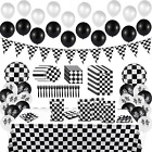 Car Checkered Party Supplies Decoration Kit, Including Banner Pennant Balloons