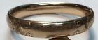 Signed Antique Ginnel Brooklyn NY Gold Hinged Hollow Art Noveau Etched Bracelet