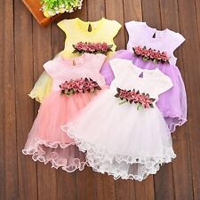 Baby Girls Dress Sleeveless Lace Flower Princess Tutu Party Wedding Dresses US