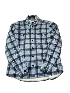 Johnnie-O Mens M Carmine Quilted Flannel Shirt Jacket Blue Shacket Sherpa NWT - Picture 1 of 11