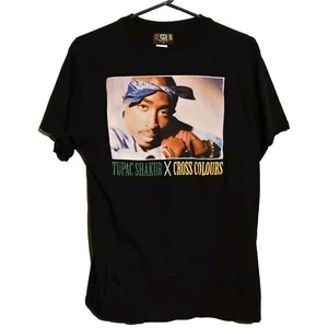 Cross Colours X Tupac Shakur Black Tshirt Mens Size Small W/ Tupac Shakur Photo - Picture 1 of 6