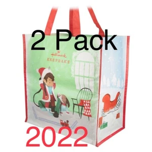 Hallmark Keepsake 2022 Young Santa Collectible Tote Bag 2 Pack - Picture 1 of 2