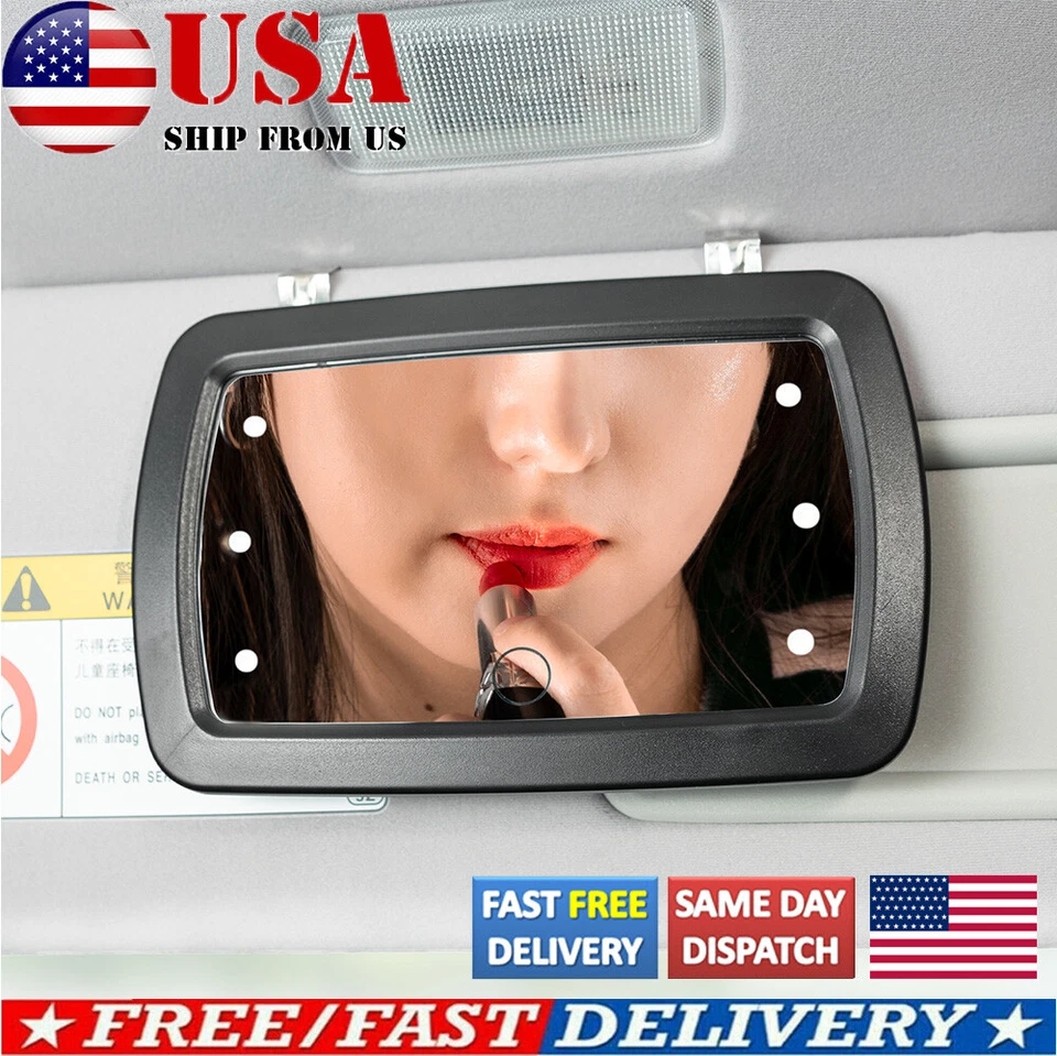 LED LIghted car sun visor vanity mirror clip on Sun-shade Makeup Light universal Foto 1 de 4