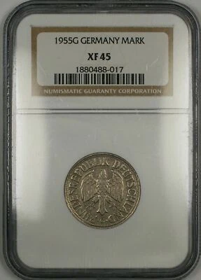 1955-G Germany 1 Mark German Coin NGC XF-45 JA - Image 1 of 2