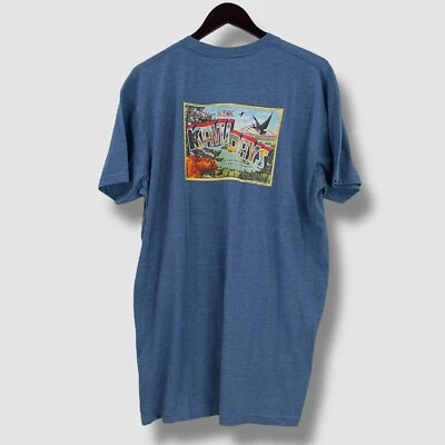 KAVU Mens T-Shirt Post Out Steel Blue Back Print Short Sleeve SIZE XL New £40 - Image 1 of 4