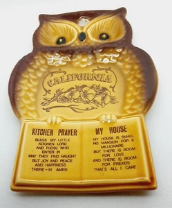 Vintage Owl Spoon Rest w/Kitchen Prayer - Picture 1 of 2
