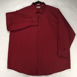 VAN HEUSEN LUX SATEEN Men's Dress Shirt Size 18.5 Big Sleeve Length 32/33 Red