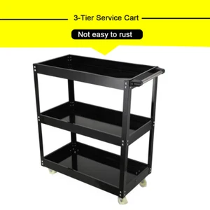 3-Tier Service Cart Kitchen Storage Trolley Metal Utility Cart Rolling Tool Cart - Picture 1 of 16