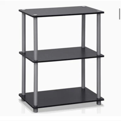Furinno Turn-N-Tube Display 3-Tier Shelf Black/Grey (11.4x23.6 x29.5 in.) - Image 1 of 4