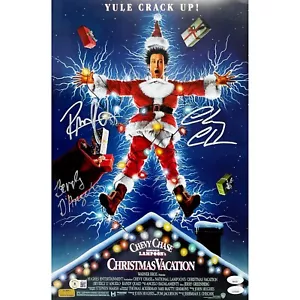 Chevy Chase Bev D'Angelo Quaid Cast Signed Christmas Vacation 12x18 Poster JSA - Picture 1 of 10