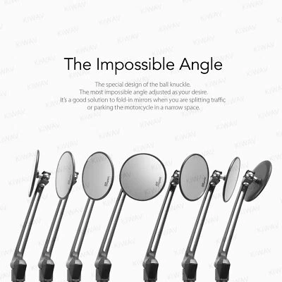 KiWAV black mirrors round OJO slim adjustable clips 7/8" bars for Can-Am Polaris Foto 1 de 4