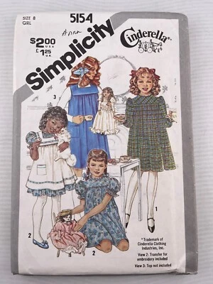 VTG Simplicity 5154 Cinderella Girls Dress Pinafore Jumper Ruffle Size 8 - Image 1 of 3
