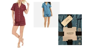 Alfani Super Soft Printed Top and Shorts Pajamas Set - Picture 1 of 4