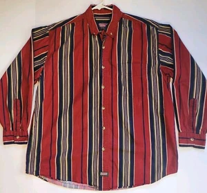 Vintage 90s Coleman Mens Large Red Blue Striped Button Down Shirt Classic - Picture 1 of 8
