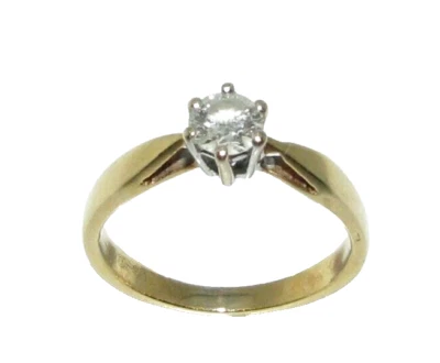 Bague Solitaire En Diamant En Or Jaune 18 Carats Pour Femmes Taille I 1/2 - Photo 1/4