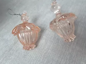 2 Pink Crystal Prisms w/ Hanger Hand Made Ornament Both Different c5 sb - Picture 1 of 15