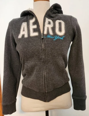 Sudadera con Capucha Gruesa Forrada Sherpa Aeropostale Y2K Bordada Preppy Talla M Foto 1 de 4