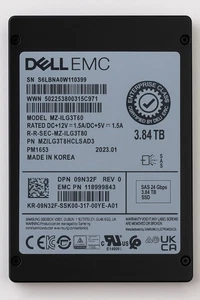 ** NEW** Dell Samsung PM1653 2.5" 3.84TB 24GBPS SAS SSD Drive - 9N32F MZ-ILG3T80 - Picture 1 of 3