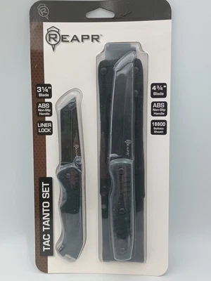 Juego de cuchillos Reapr Tac Tanto 3-1/4" forro bloqueo plegable y 4-3/4" hoja fija 420ss Foto 1 de 3