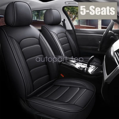 Faux Leather Full Set Car 5 Seat Covers Black For Infiniti QX50 QX56 QC60 - Image 1 of 4
