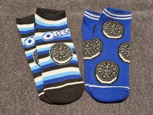2 Pair Youth Teen Oreo Cookie Novelty Short Socks Blue - Picture 1 of 6