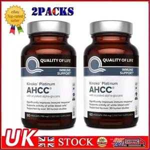 2 PACK Kinoko Platinum AHCC® - Immune Support Supplement - 60 Vegicaps (750mg) - Picture 1 of 4