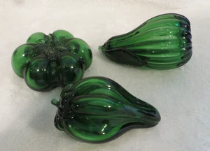 Vintage Murano grünes Glas Obst/Gemüse mundgeblasen Pfeffer Birne Kürbis - Bild 1 von 7