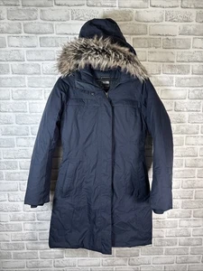The North Face Arctic Parka DOWN Puffer Jacket Faux Fur Hood Navy Blue Womens S - Picture 1 of 7