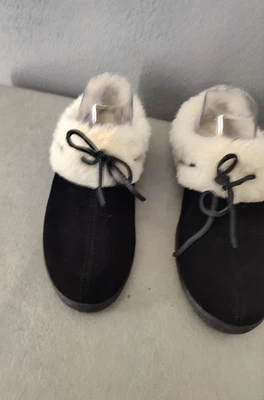 Zapatillas Clarks para mujer 9 negras de gamuza forradas de piel sintética acogedoras cálidas planas cómodas zapatos Foto 1 de 4