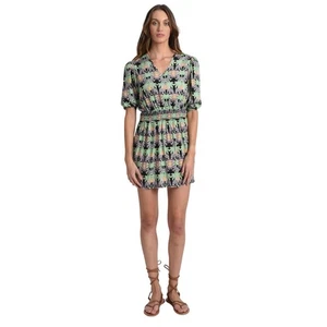 NWT Molly Bracken Women's V Neck Tropical Elephant Beach Dress Size XL Viscose - Picture 1 of 9