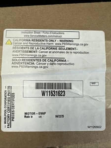 *Brand New* GENUINE Whirlpool Refer Evaporator Fan Assembly OEM Part #W11631623 - Picture 1 of 2