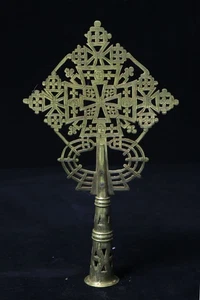 Cruz Procesional Iglesia Ortodoxa Etíope Hecha a Mano en Etiopía Cruz Copta - Imagen 1 de 4