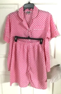 Anthony Richards Womens Large Pink White Polka Dot Shorts PJ Set - Picture 1 of 9