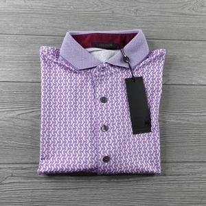 Greyson Moonshine Polo Shirt Windflower Mens Small Purple White Geometric NWT - Picture 1 of 9